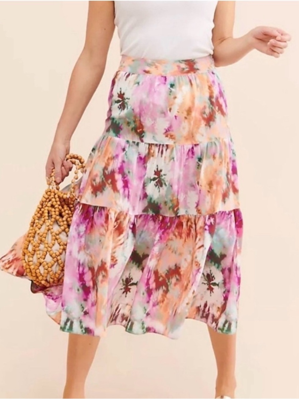 Kachel x Anthropologie Watercolor Tie Dye  Tiered Midi Skirt – Size 2 XS